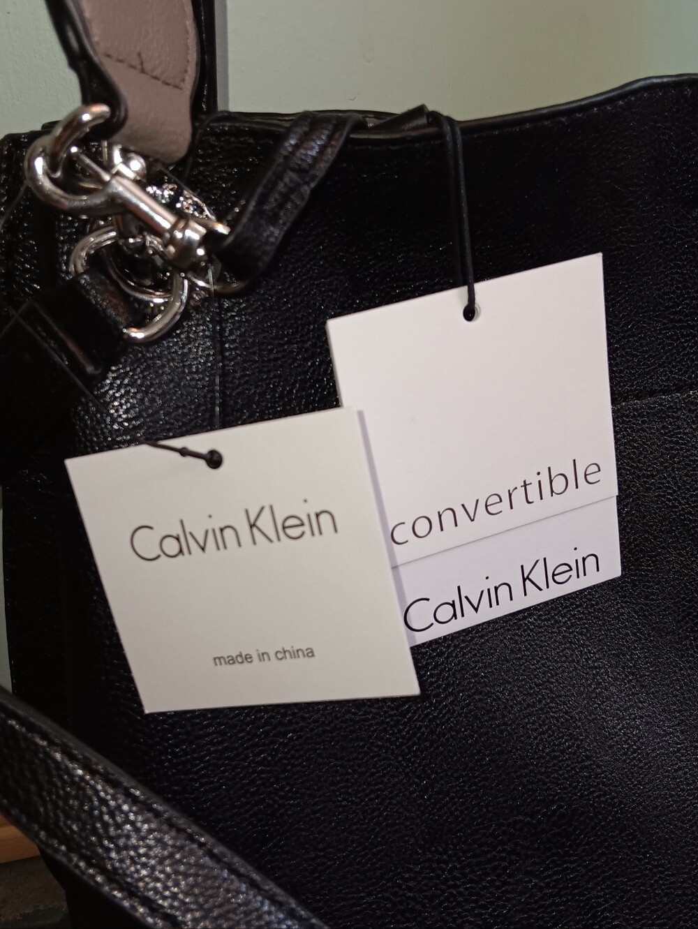 Calvin Klein Black Shoulder Tote with Double Strap Handles NWT - Picture 12 of 15